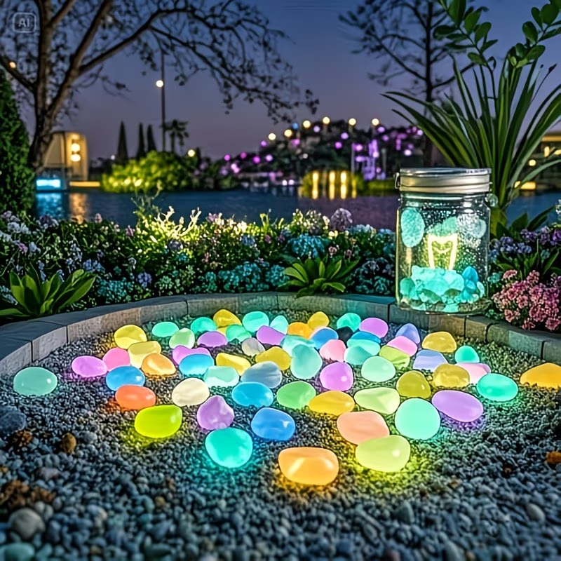 Aquarium Marine Stone - 300PCS Luminous Pebble Set,0.9-1.5cm Resin Glow