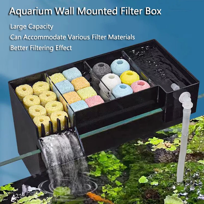 Marine Aquarium Overflow Box - Black Fish Tank External Filter Box