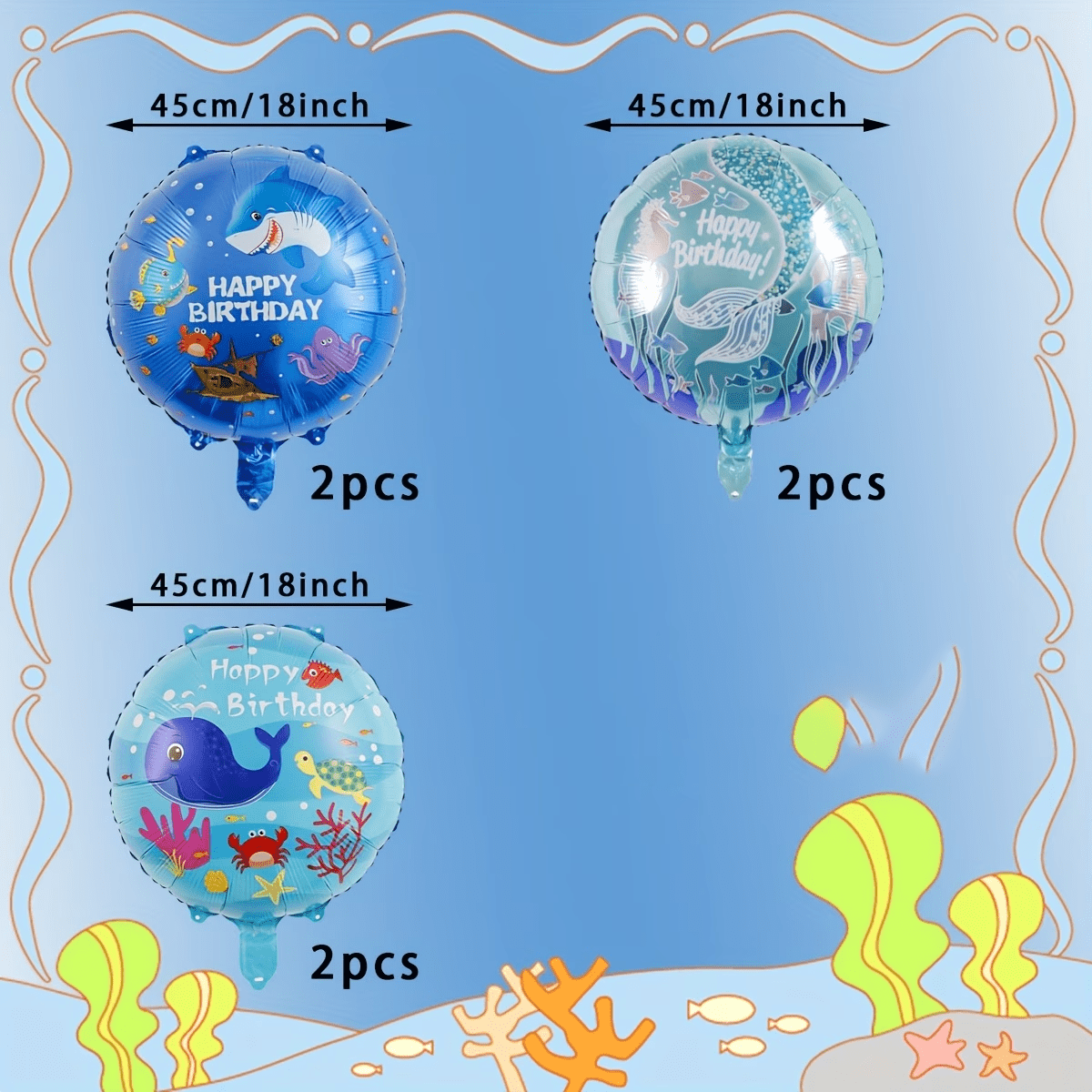 6pcs Ocean Theme Party Balloon - огляд і ціна Marine Aquarium Decorations
