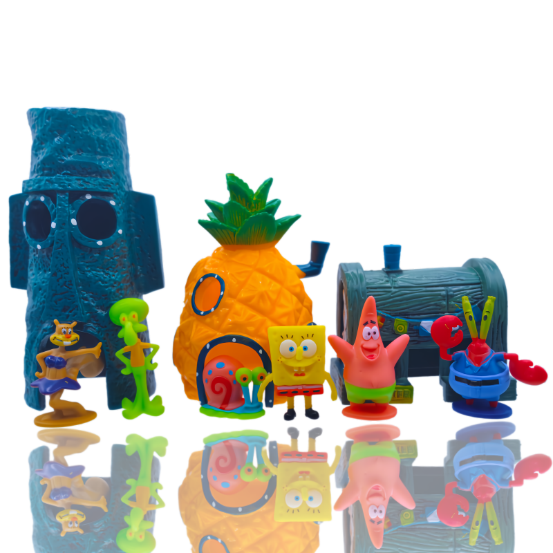 6pcs SpongeBob Fish Tank Decor - огляд і ціна Marine Aquarium Decorations