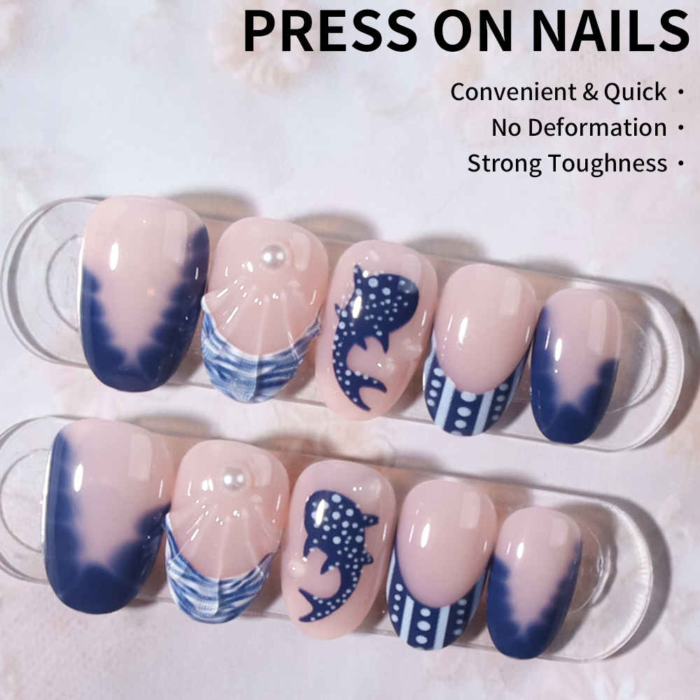 24pcs Almond 3d gel nails Whal - огляд і ціна Marine Aquarium Decorations
