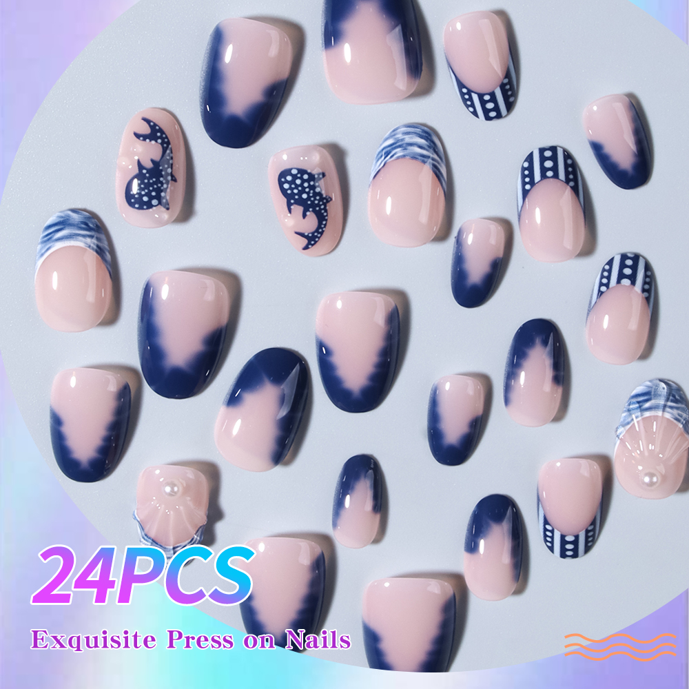 24pcs Almond 3d gel nails Whal - огляд і ціна Marine Aquarium Decorations