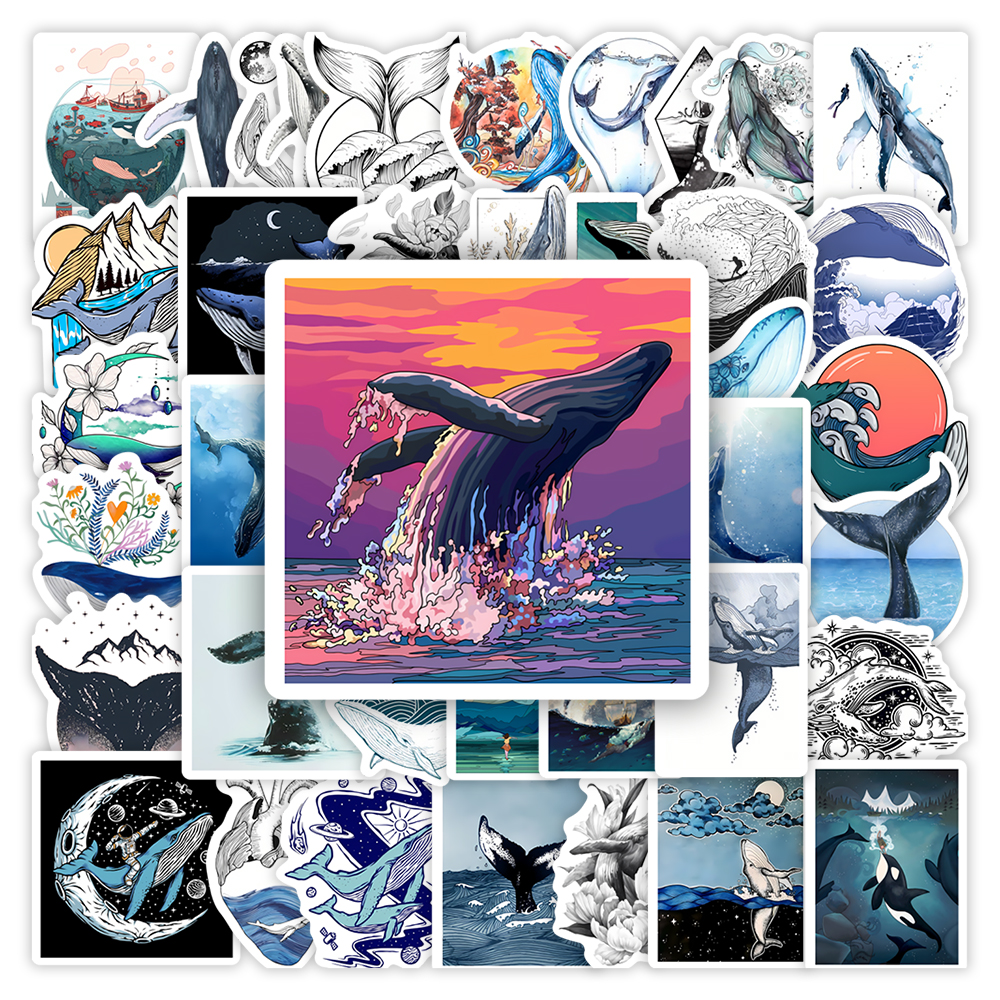 Watercolor Whale Stickers Aest - огляд і ціна Marine Aquarium Decorations