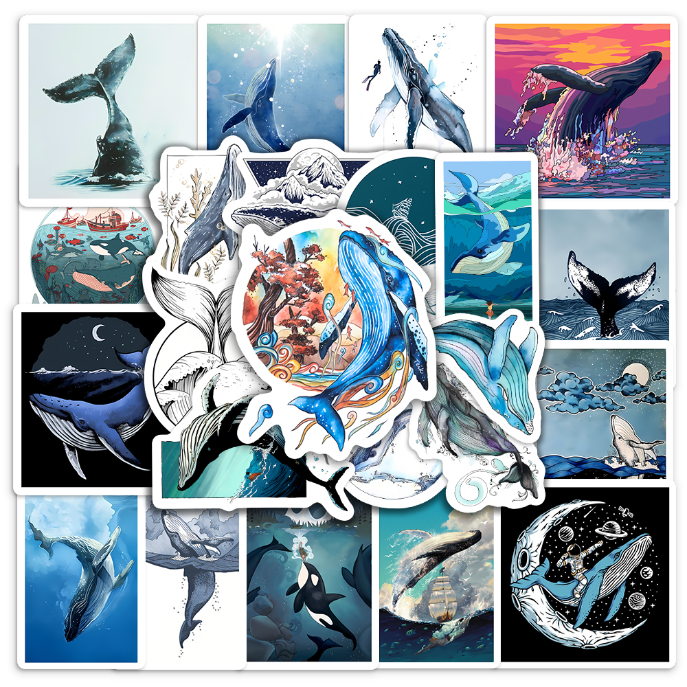 Watercolor Whale Stickers Aest - огляд і ціна Marine Aquarium Decorations