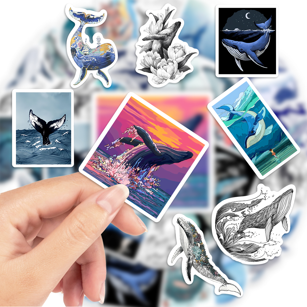Watercolor Whale Stickers Aest - огляд і ціна Marine Aquarium Decorations