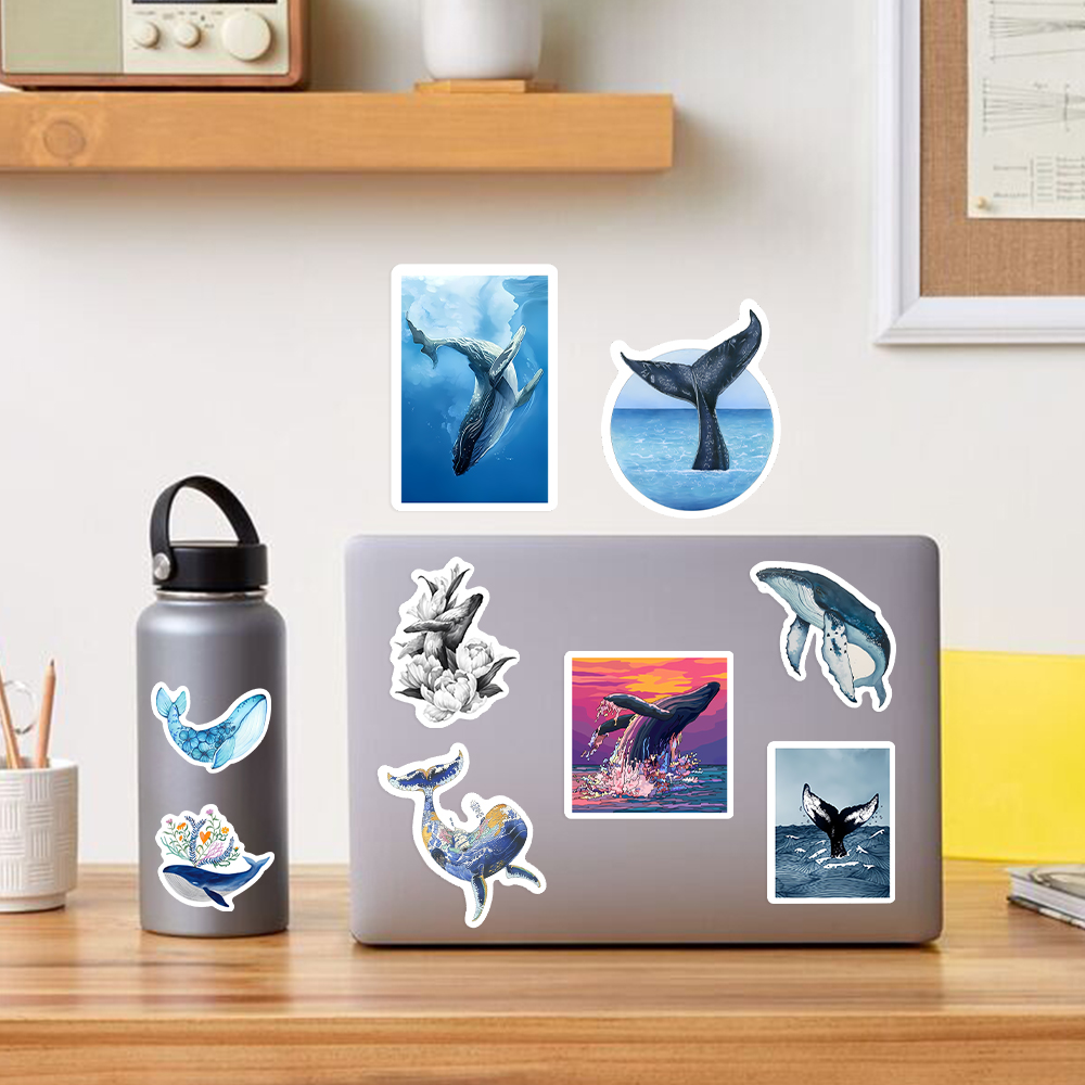 Watercolor Whale Stickers Aest - огляд і ціна Marine Aquarium Decorations