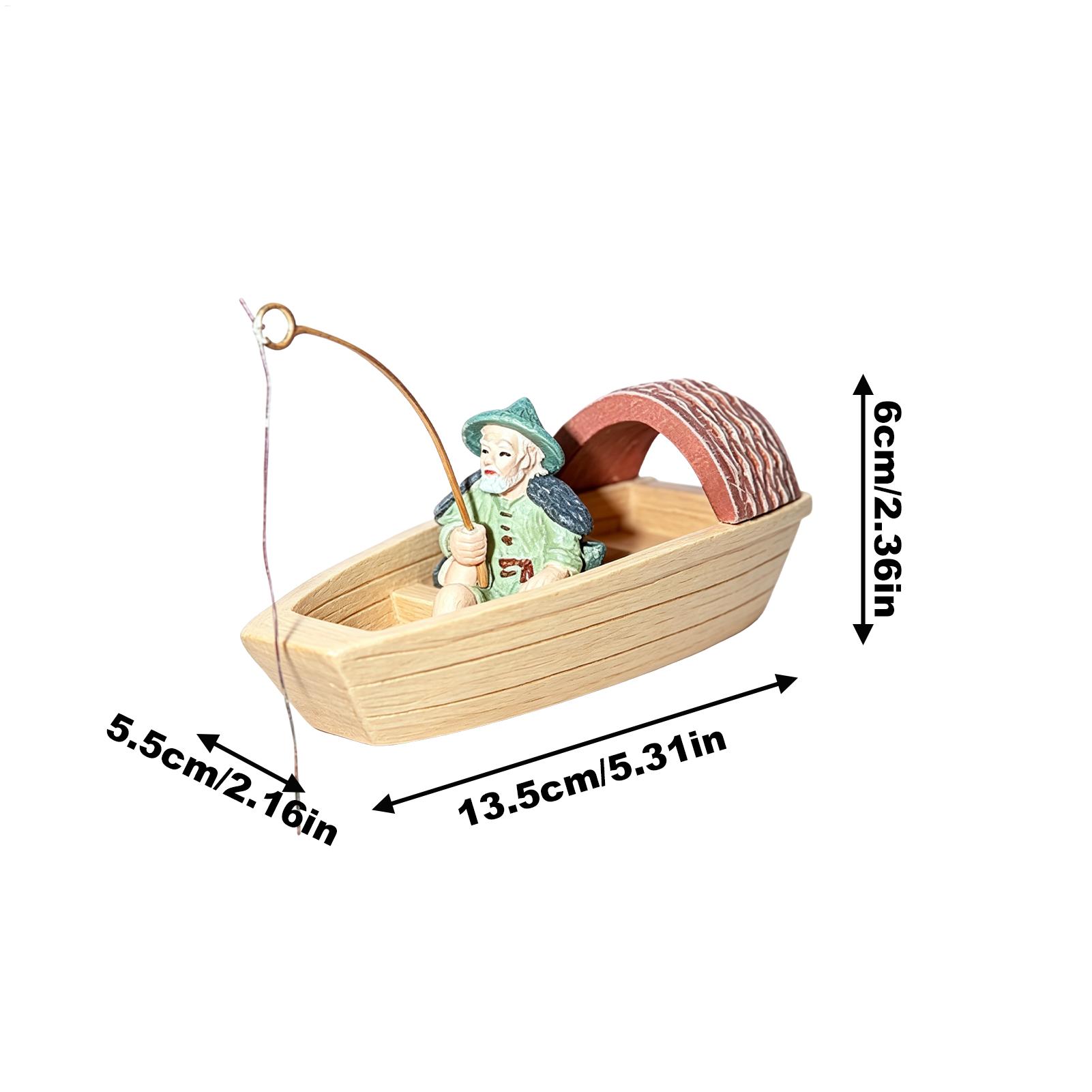 Resin Floating Fisherman Boat  - огляд і ціна Marine Aquarium Decorations